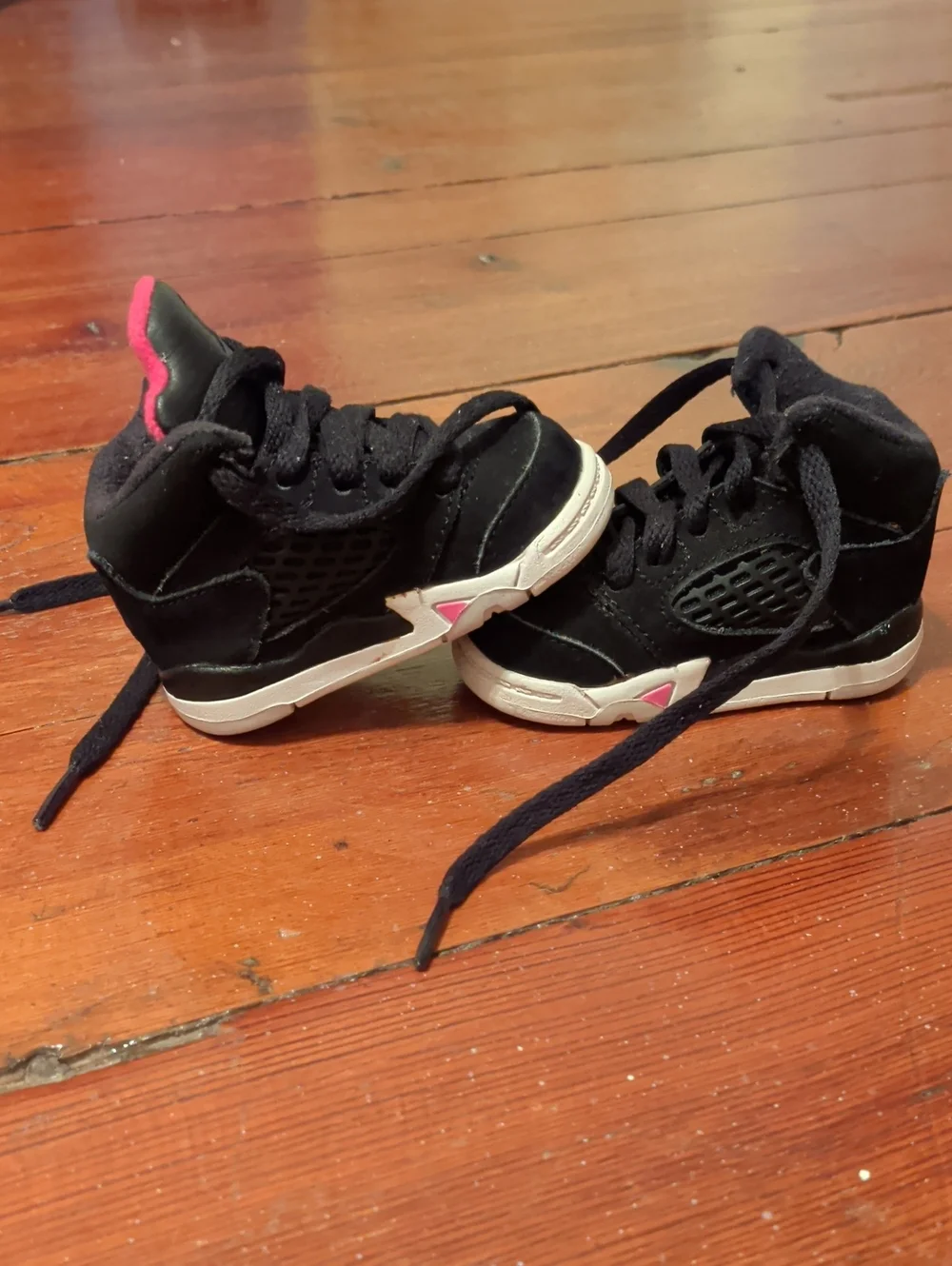 Air Jordan Retro 5s Black and Pink High-Top Sneakers